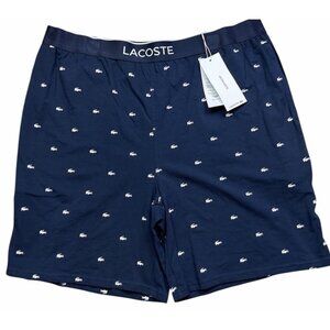 Lacoste XL Croc All Over Print Logo Waistband Navy Blue Pajama Sleep Shorts